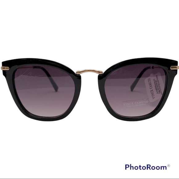 NEW! Vince Camuto Sunglasses Cat Eye Black Gold Detail UV Protection VC898 OX - Picture 1 of 10
